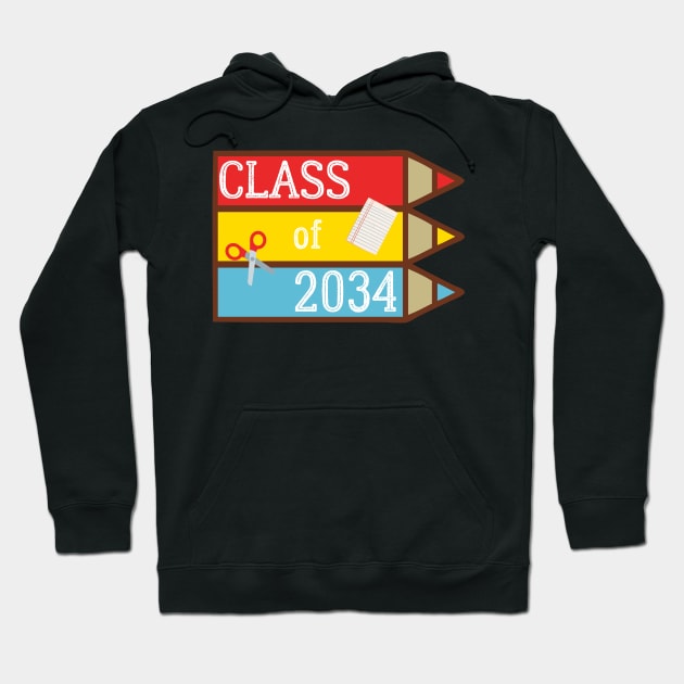 Class Of 2034 Teacher Students First Day Kindergarten Pencils Hoodie by MalibuSun